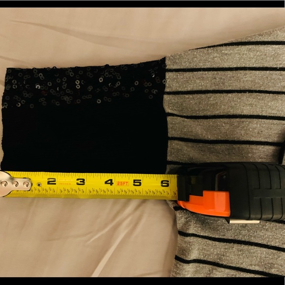 Women’s Karen by Karen Kane horizontal stripe top with sequin sleeve detail - Picture 9 of 9